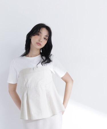 ペプラムビスチェドッキングカットソー