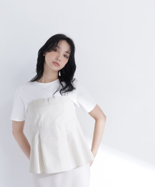 ペプラムビスチェドッキングカットソー