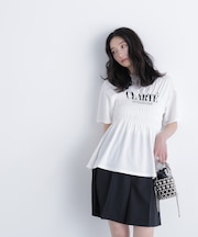 シャーリングペプラムカットソー