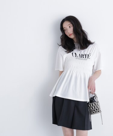 シャーリングペプラムカットソー