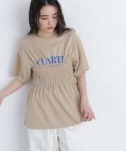 シャーリングペプラムカットソー