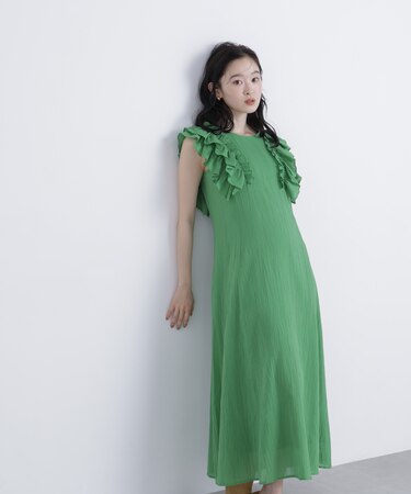 デザインフリル楊柳ワンピース