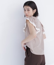 レーストリムストライプブラウス