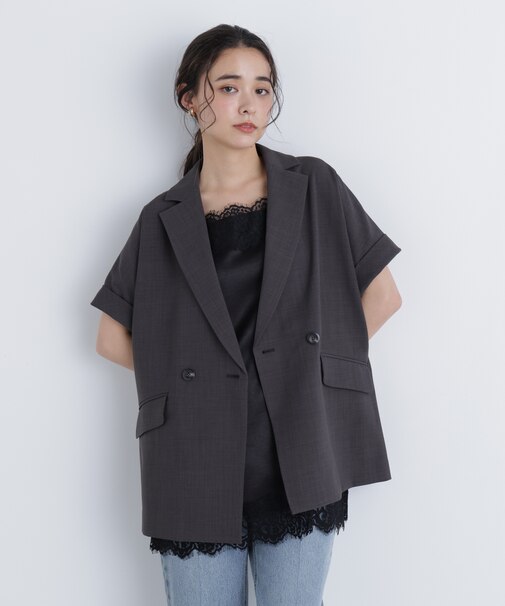 リネンライク SETUP ハーフスリーブジャケット