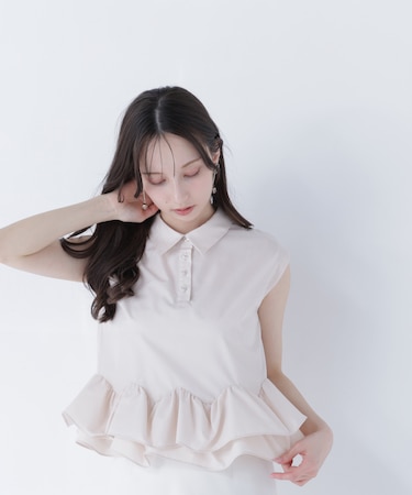 ヘムフリルシャツブラウス