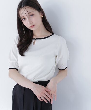 バイカラーメタルポイントニット