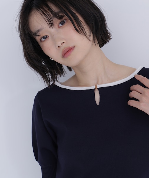 バイカラーメタルポイントニット