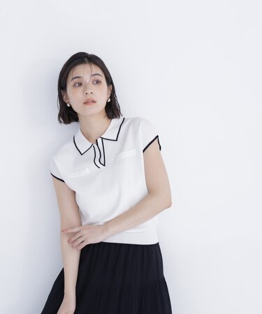 バイカラーラインスキッパーニット