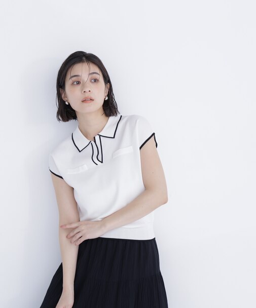 バイカラーラインスキッパーニット