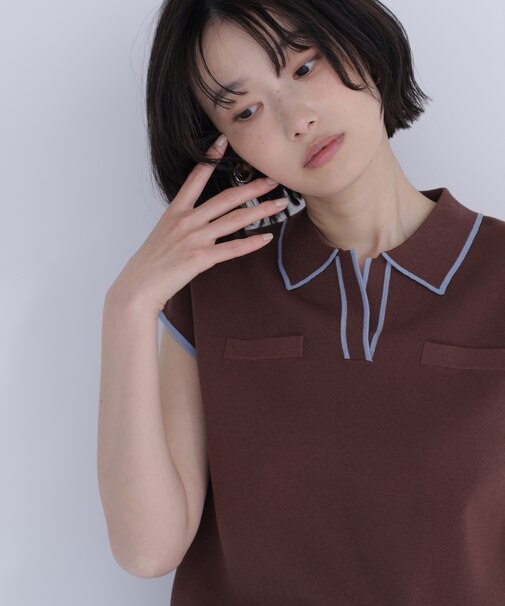 バイカラーラインスキッパーニット