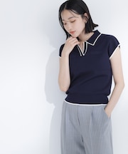 バイカラーラインスキッパーニット