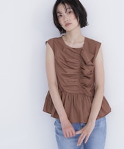 フロントギャザーペプラムブラウス