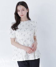 ラメ刺繍ペプラムブラウス