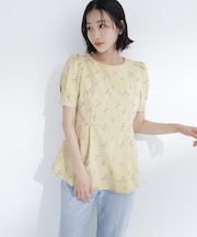 ラメ刺繍ペプラムブラウス