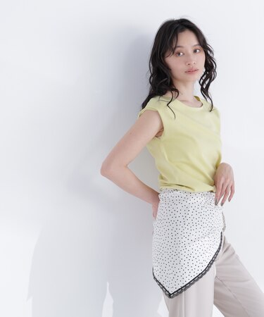 ドットスカーフ付ニット