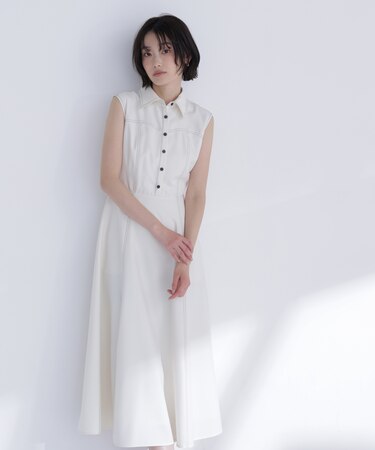 襟付きバイカラーステッチワンピース