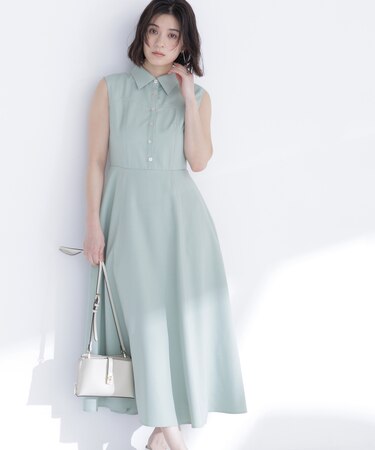 襟付きバイカラーステッチワンピース