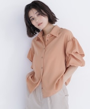 ギャザーバルーンスリーブシャツ