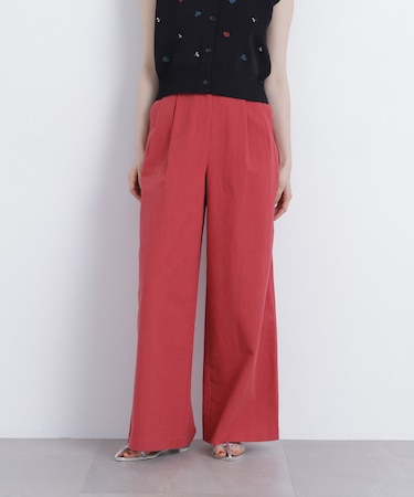 麻ブレンドワイドパンツ