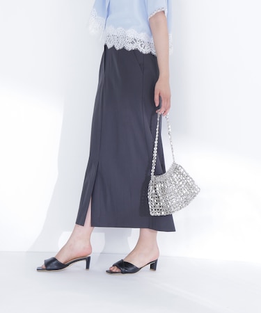 リネンブレンドナロースカート