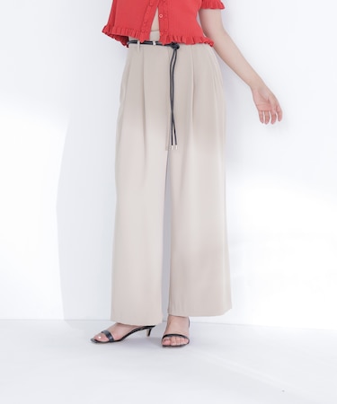 フェイクレザーベルテッドパンツ