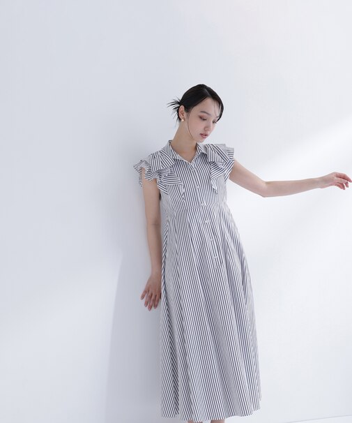 〈山本里菜さんコラボ〉リボンラッフルシャツワンピース