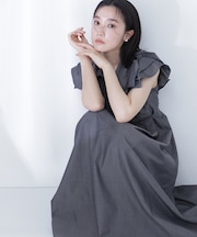 〈山本里菜さんコラボ〉リボンラッフルシャツワンピース