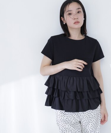 〈山本里菜さんコラボ〉ドッキングペプラムカットソー