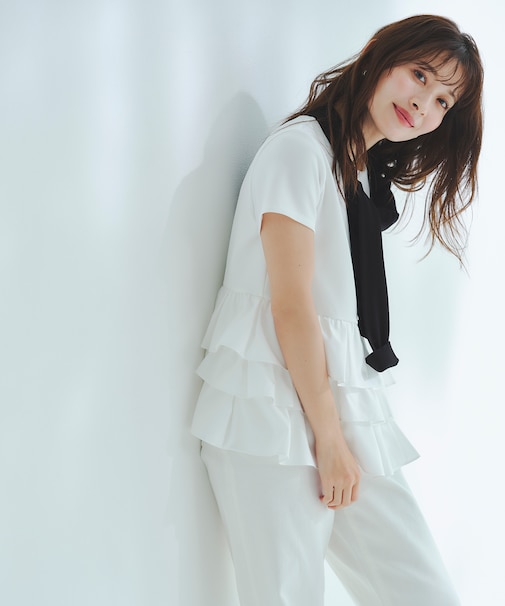 〈山本里菜さんコラボ〉ドッキングペプラムカットソー