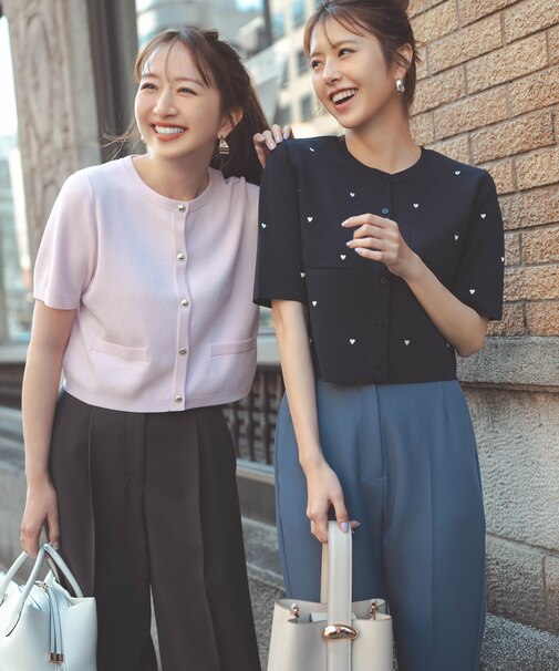ハート刺繍ニットジャケット