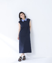 シャツカラーカットソーワンピース