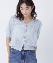 チュール刺繍シアーカーディガン