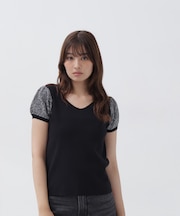 ツイードスリーブニット