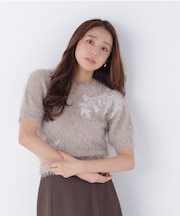 フリンジシャギー半袖ニット