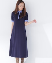襟付ニットワンピース
