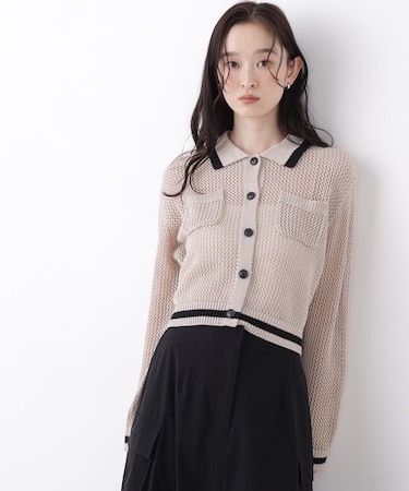 〈N.〉メッシュバイカラーニット