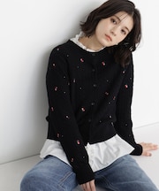 ドットフラワー刺繍カーディガン