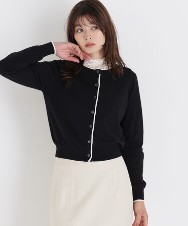 ＜EC限定カラー：ネイビー系＞＜ちょうど、いい服＞“それどこの？”褒められ配色カーディガン