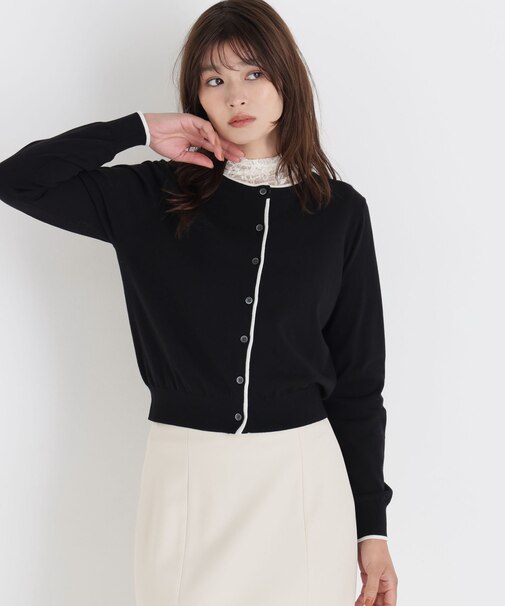＜EC限定カラー：ネイビー系＞＜ちょうど、いい服＞“それどこの？”褒められ配色カーディガン