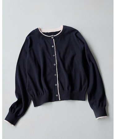 ＜EC限定カラー：ネイビー系＞＜ちょうど、いい服＞“それどこの？”褒められ配色カーディガン