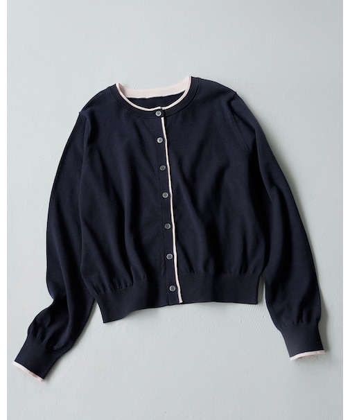 ＜EC限定カラー：ネイビー系＞＜ちょうど、いい服＞“それどこの？”褒められ配色カーディガン