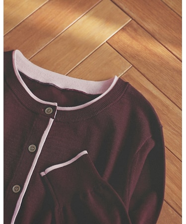 ＜EC限定カラー：ネイビー系＞＜ちょうど、いい服＞“それどこの？”褒められ配色カーディガン