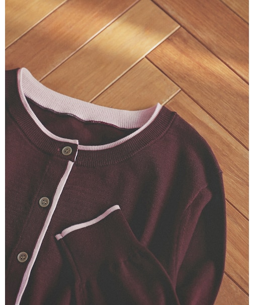 ＜EC限定カラー：ネイビー系＞＜ちょうど、いい服＞“それどこの？”褒められ配色カーディガン