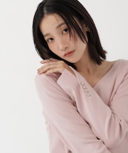 総針ベーシックシリーズ長袖 Vネックニット