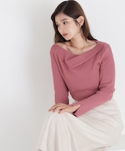 ドレープネックリブニット