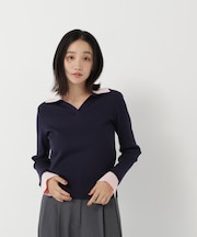 ダブルカラーリブニット