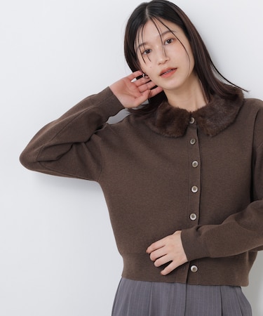 〈N.〉ファーカラーカーディガン
