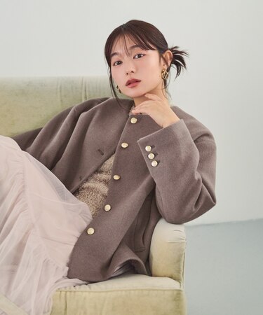 <EC限定カラー:モカ><ちょうど、いい服>“いつもの”が見違えるハーフコート
