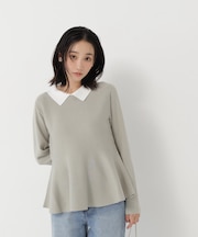ペプラムポロカラーニット