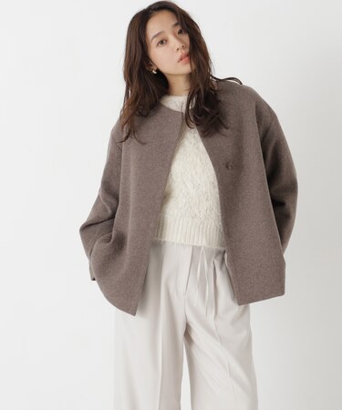 <EC限定カラー:イエロー>カシミヤブレンドハーフコート